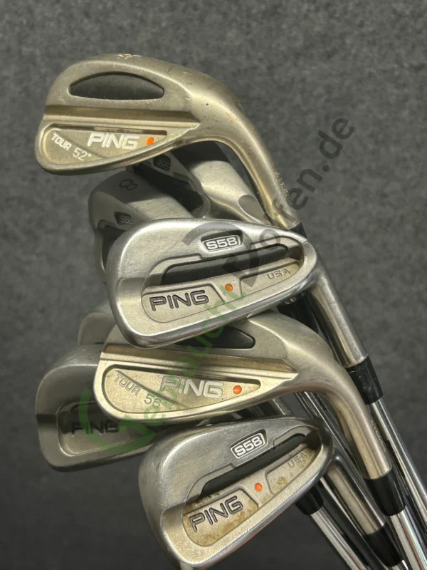 PING S58 Eisensatz 5-PW, 52, 56, Rechts RH,Stahl -1″, Red Dot